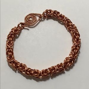 Swan hook Byzantine weave solid copper bracelet